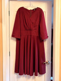 Hanna Nikole burgundy red vintage style sleeve swing dress.